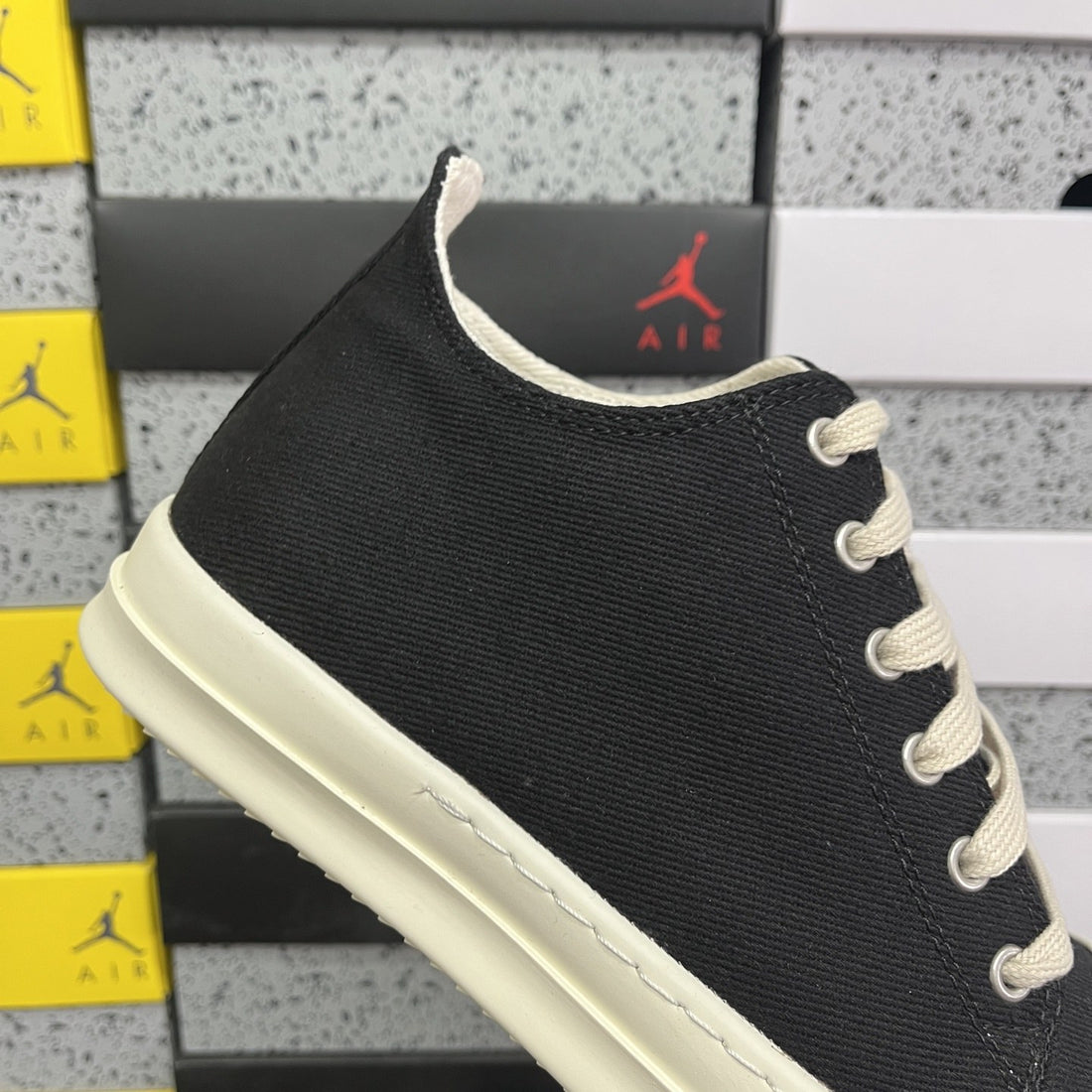Rick Owens Ramones Low Black Canvas Plain