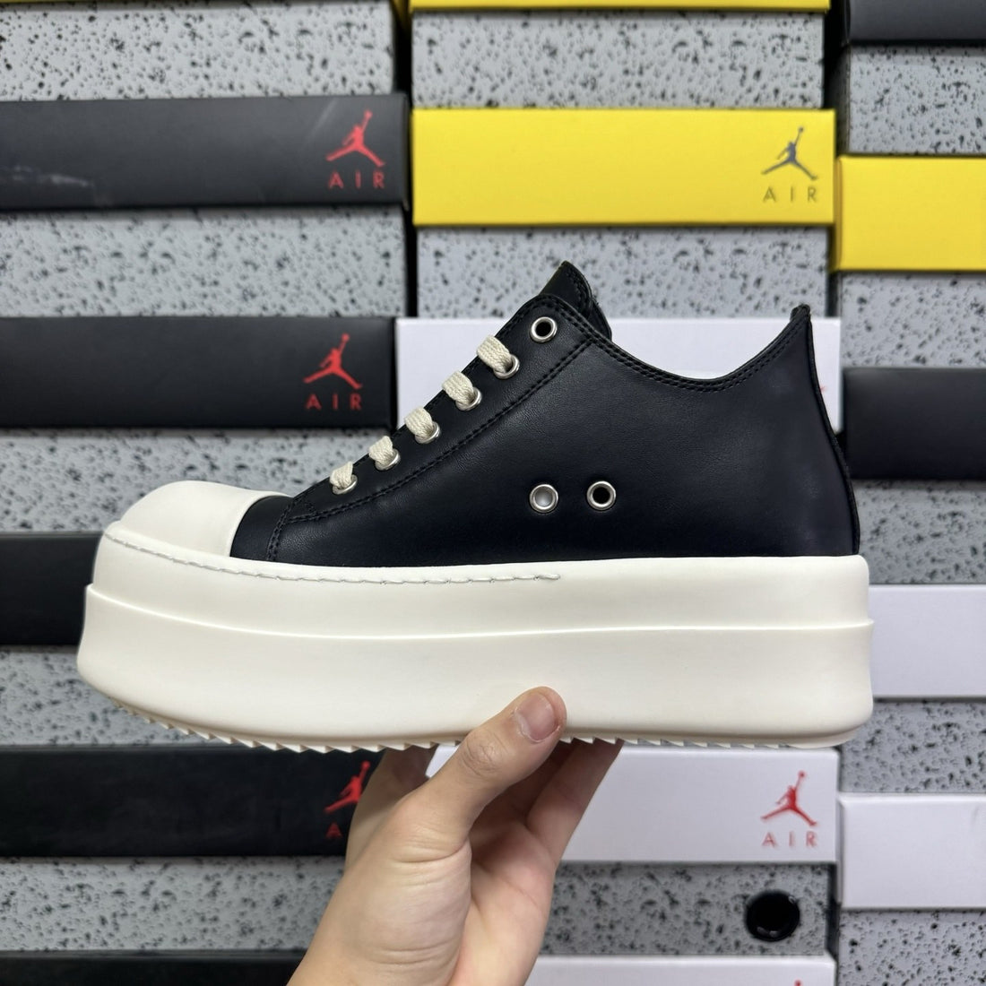 Rick Owens Ramones Low Black Leather
