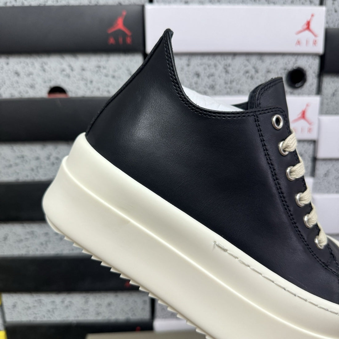 Rick Owens Ramones Low Black Leather