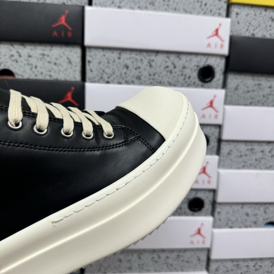 Rick Owens Ramones Low Black Leather