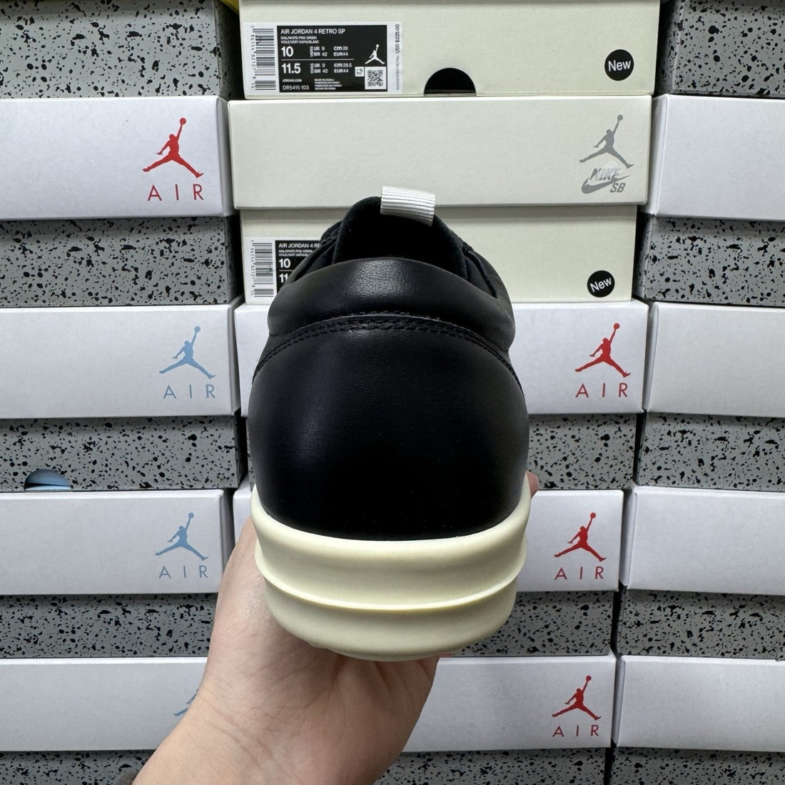 Rick Owens Ramones Low Black Leather Plain