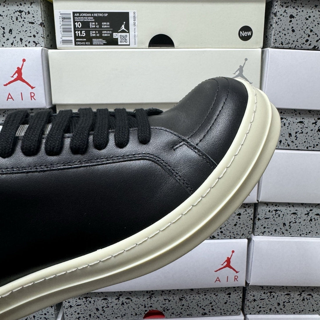 Rick Owens Ramones Low Black Leather Plain