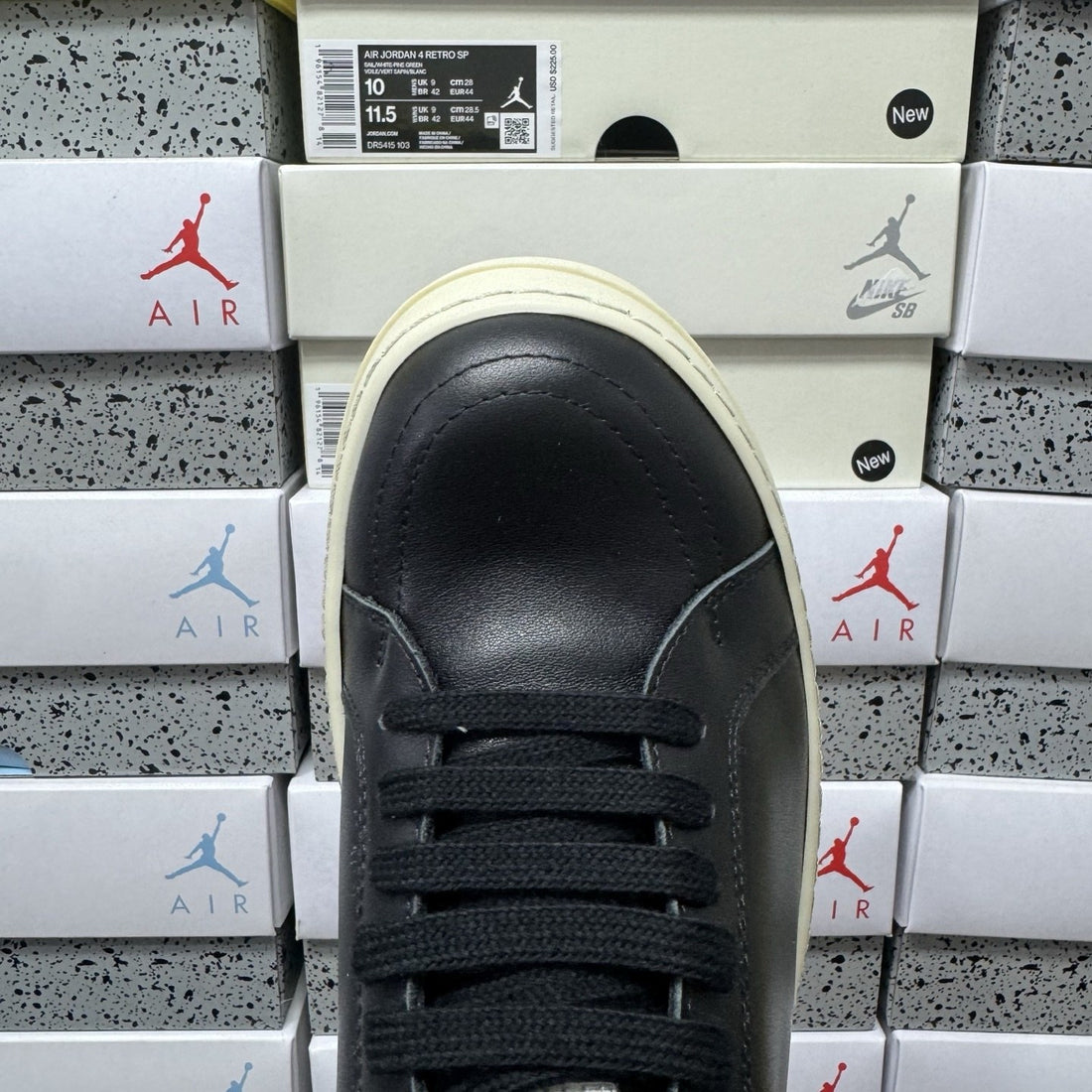 Rick Owens Ramones Low Black Leather Plain