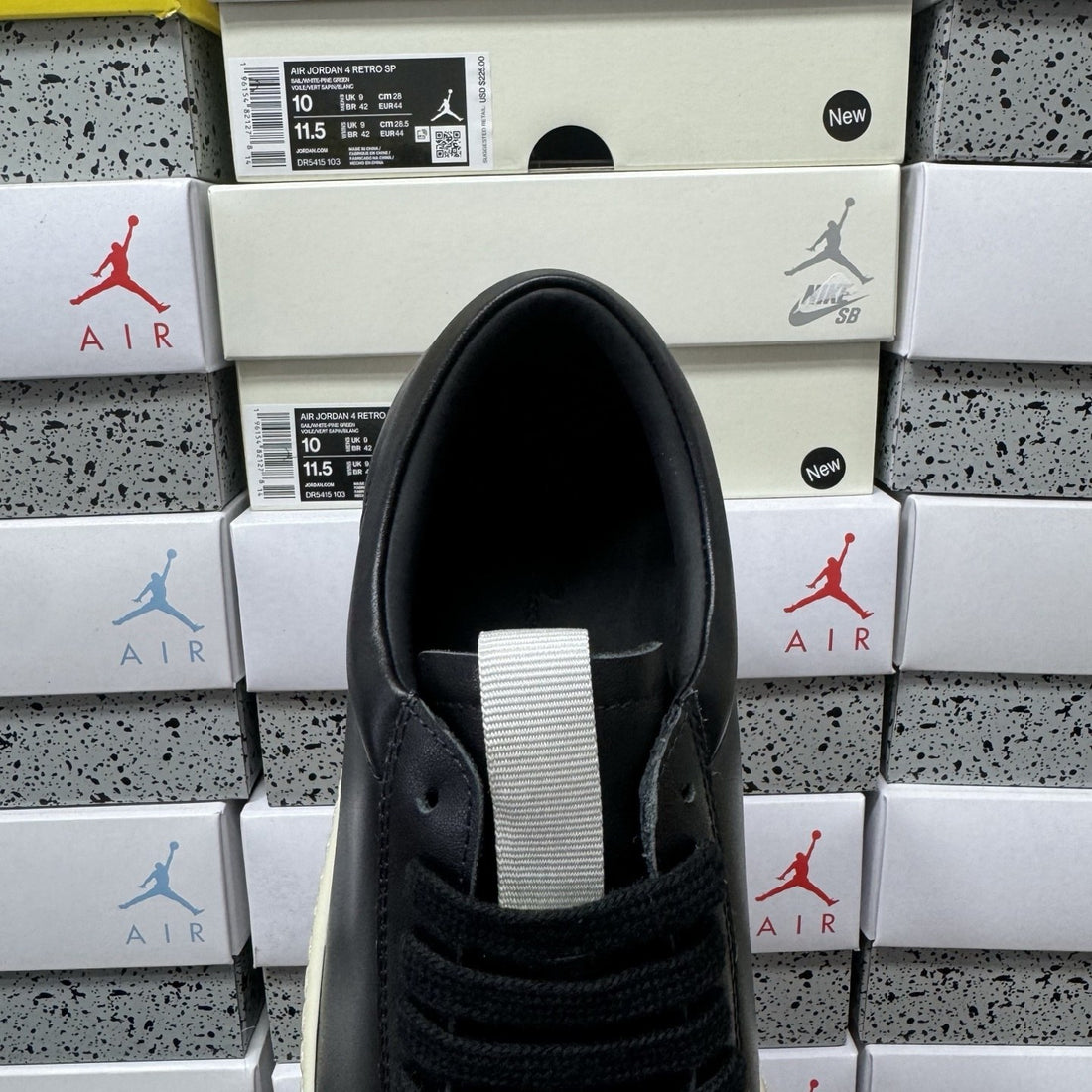 Rick Owens Ramones Low Black Leather Plain