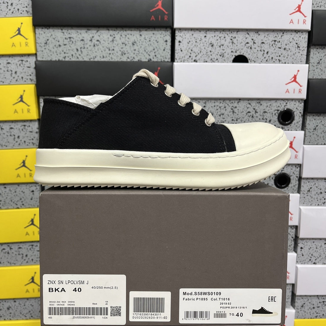 Rick Owens Ramones Low Black Suede Canvas