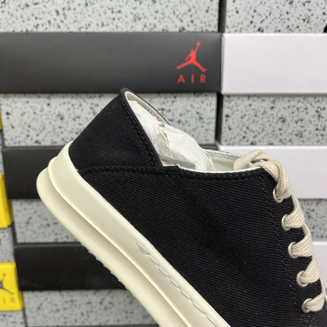 Rick Owens Ramones Low Black Suede Canvas
