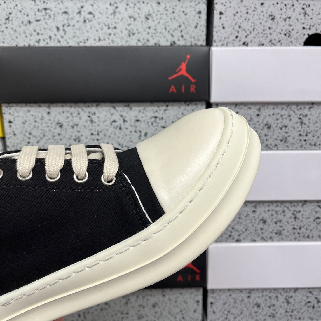 Rick Owens Ramones Low Black Suede Canvas