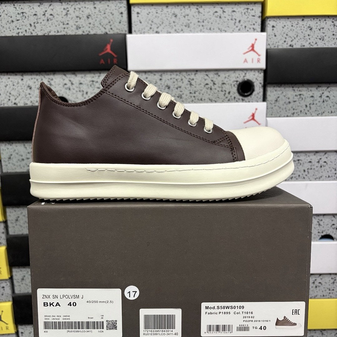 Rick Owens Ramones Low Burgundy Leather