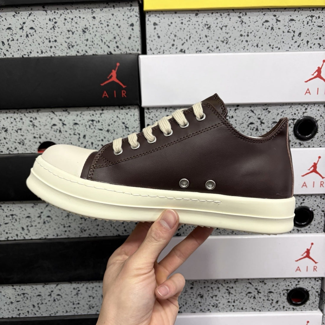 Rick Owens Ramones Low Burgundy Leather