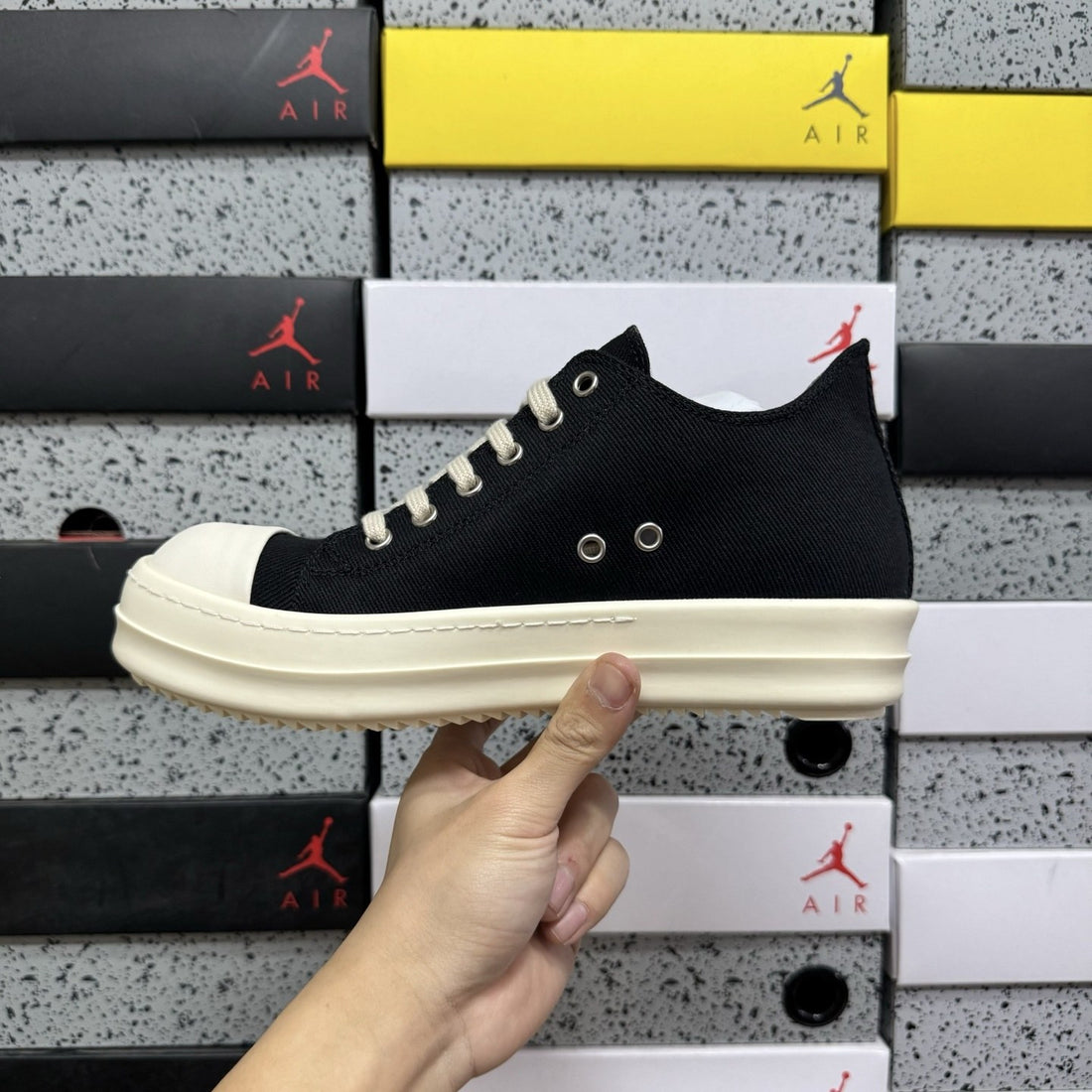 Rick Owens Ramones Low Canvas Black