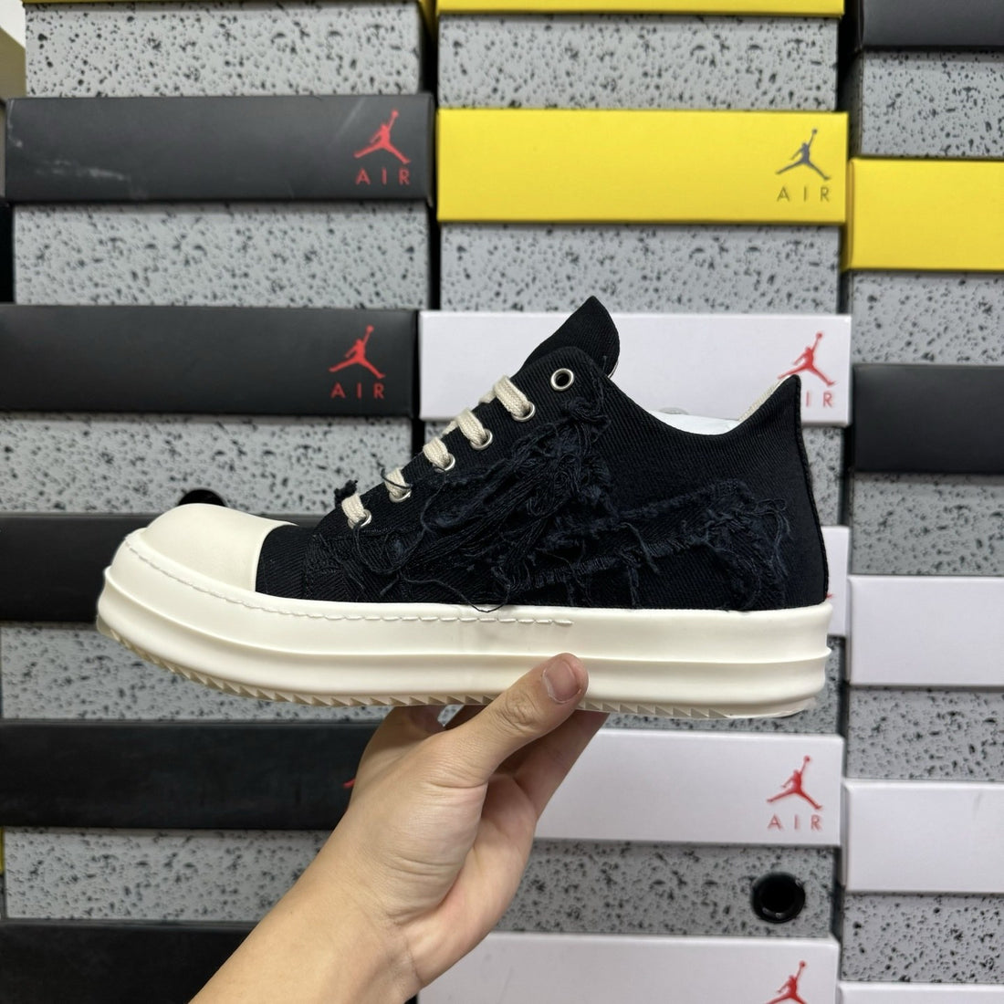 Rick Owens Ramones Low Distressed Black