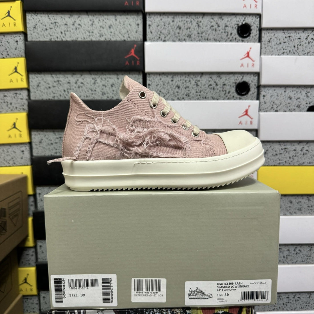 Rick Owens Ramones Low Distressed Pink