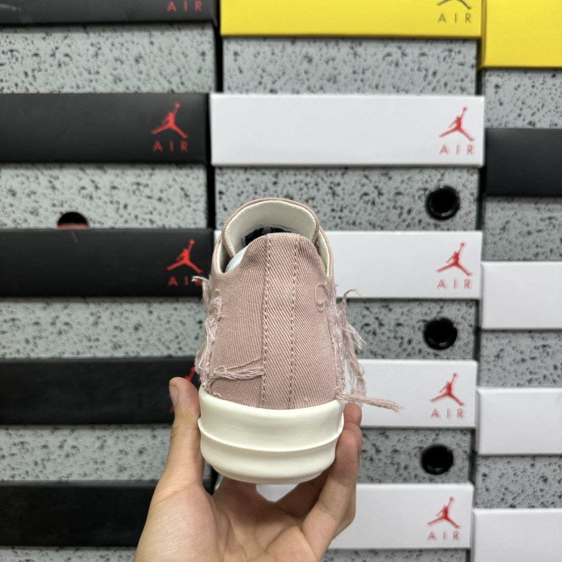 Rick Owens Ramones Low Distressed Pink