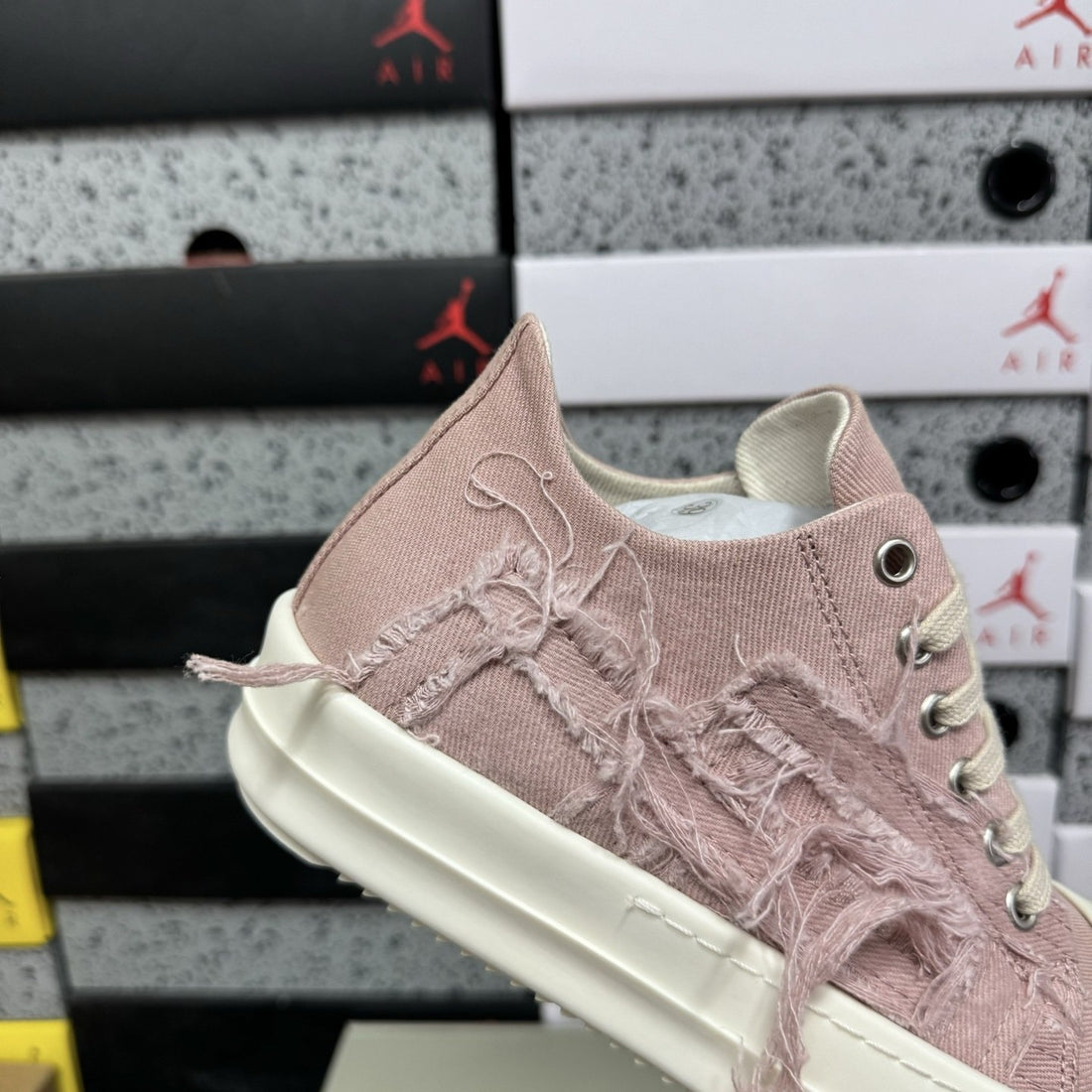 Rick Owens Ramones Low Distressed Pink