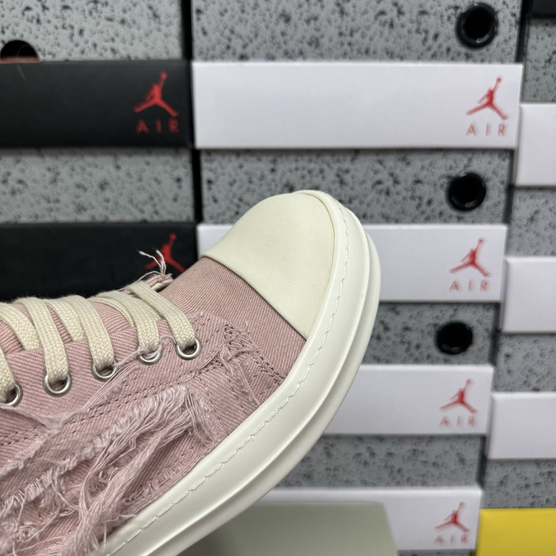 Rick Owens Ramones Low Distressed Pink