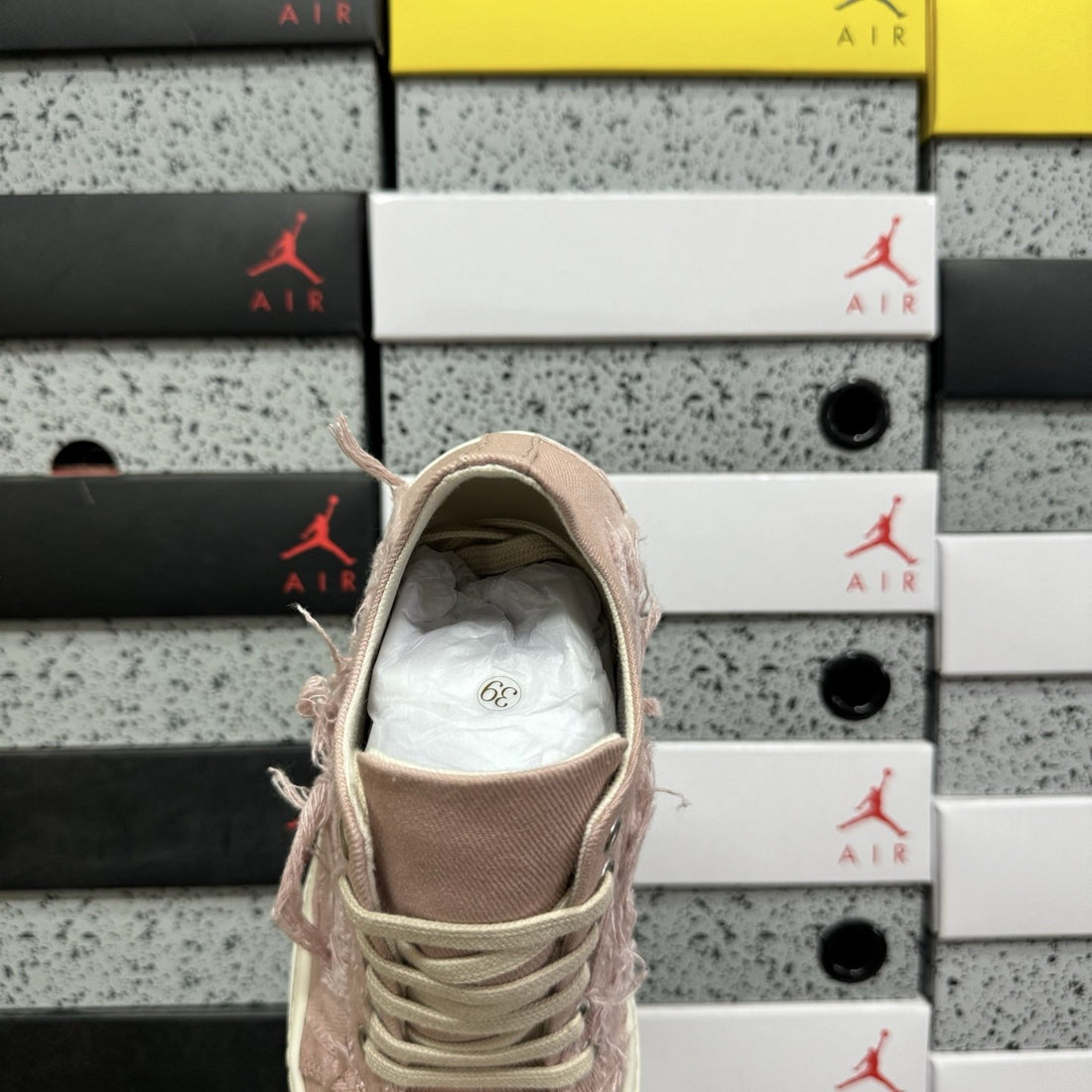 Rick Owens Ramones Low Distressed Pink