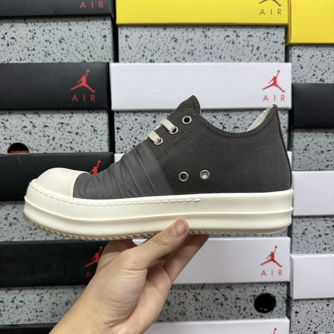 Rick Owens Ramones Low Grey Silk