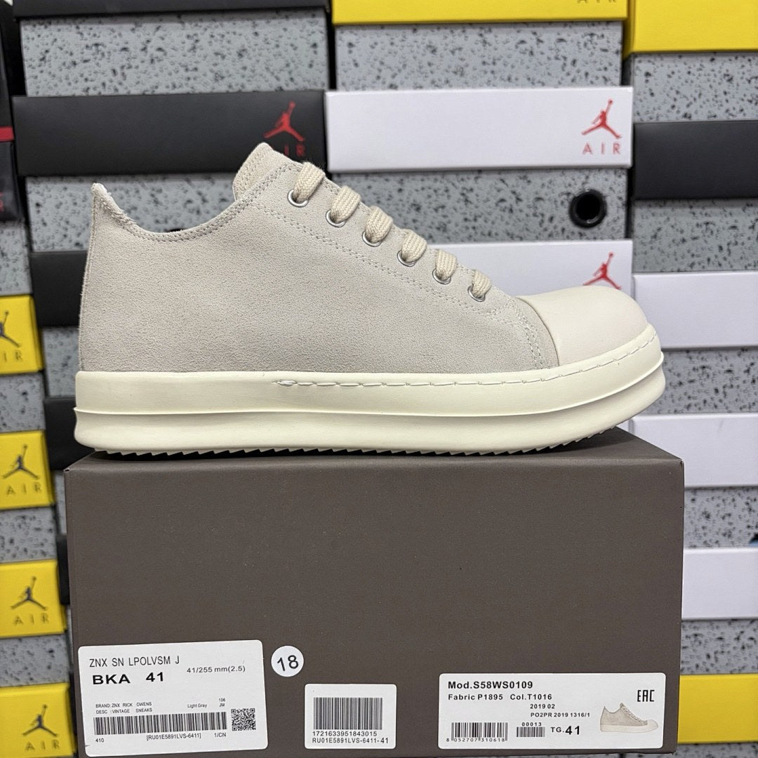 Rick Owens Ramones Low Oyster Canvas