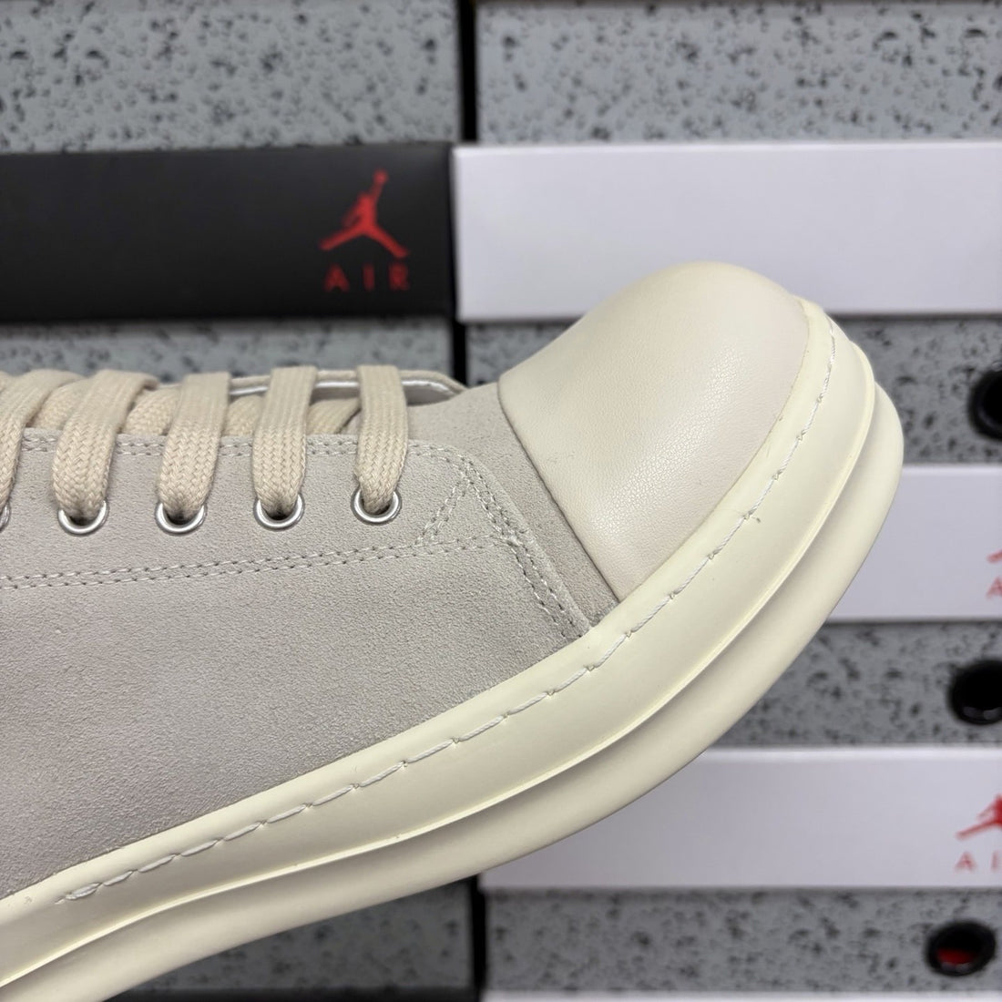 Rick Owens Ramones Low Oyster Canvas