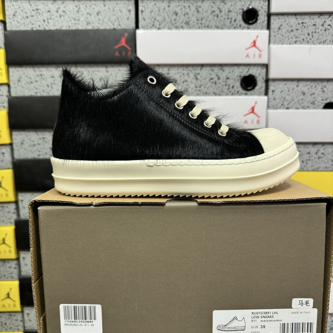 Rick Owens Ramones Low Pony Hair Black