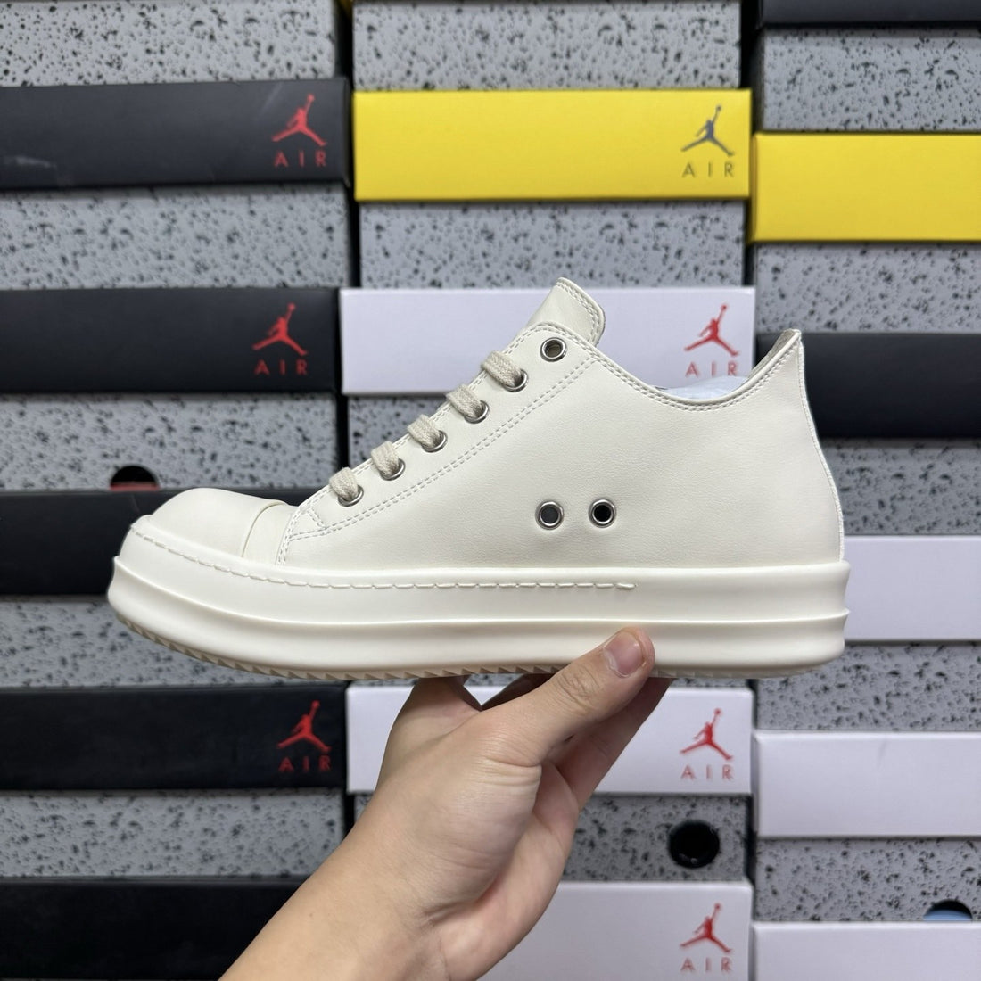 Rick Owens Ramones Low White Leather