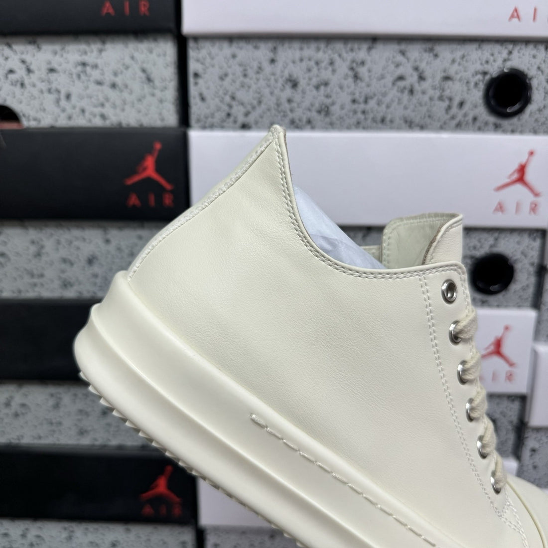 Rick Owens Ramones Low White Leather