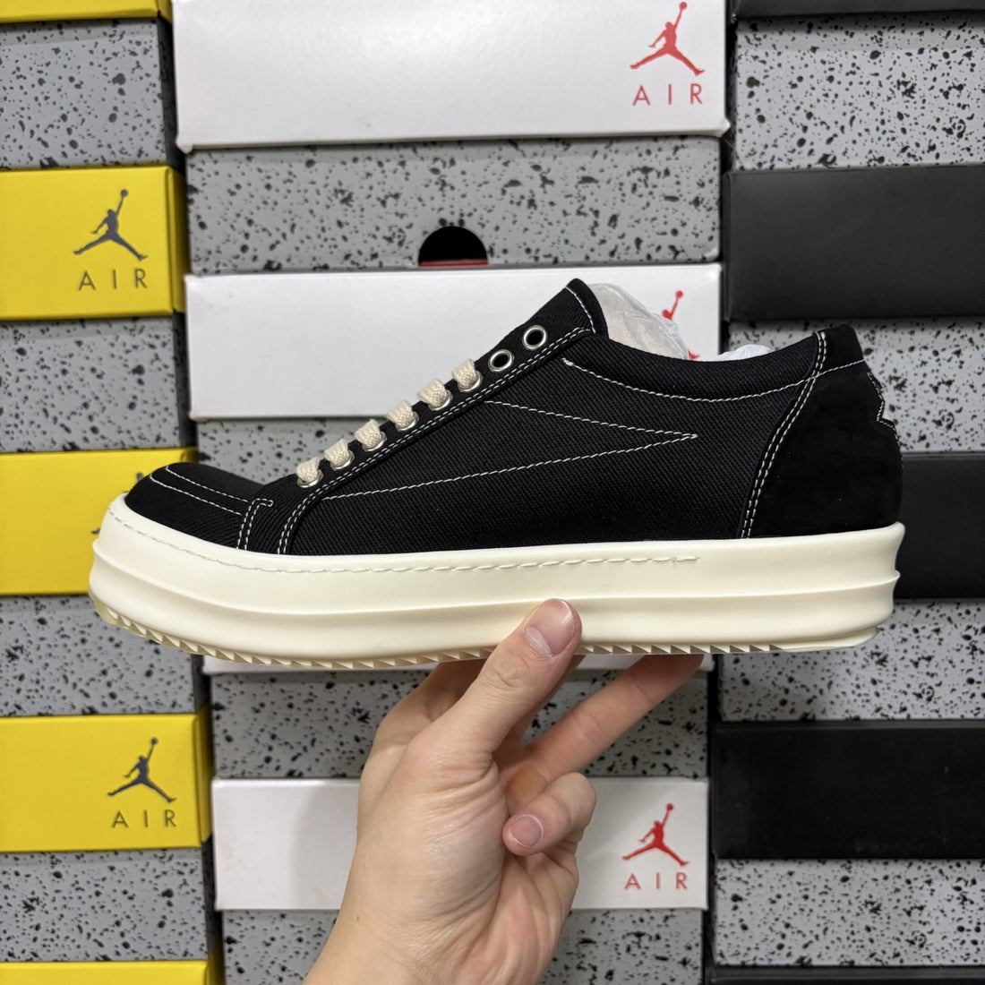 Rick Owens Star Low Black Canvas