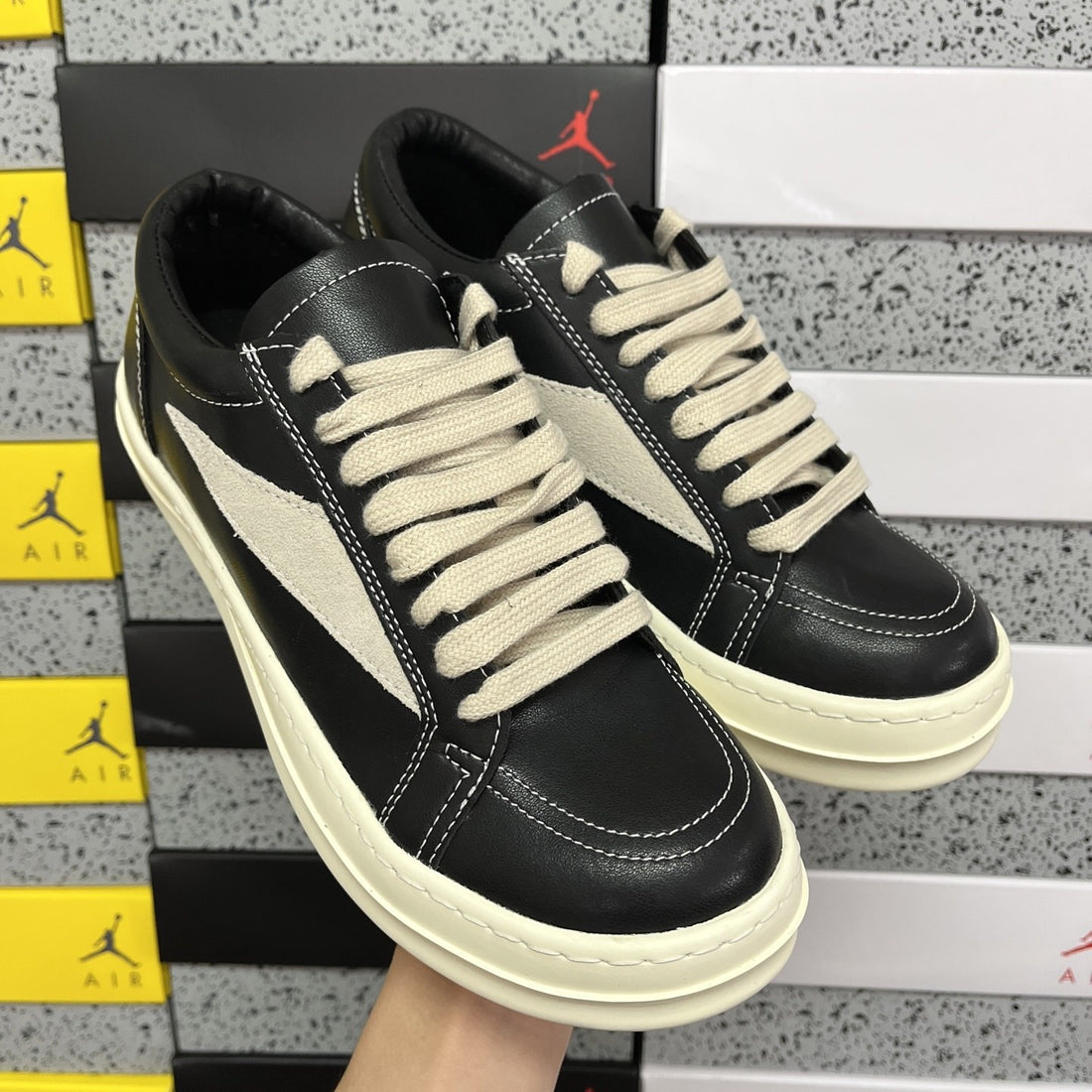 Rick Owens Vintage Low Black Canvas Stitch