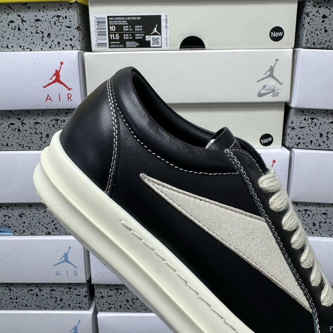 Rick Owens Vintage Low Black Leather Stitch