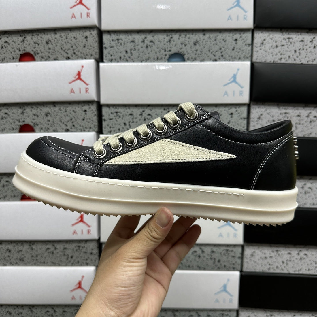 Rick Owens Vintage Low Black White Leather