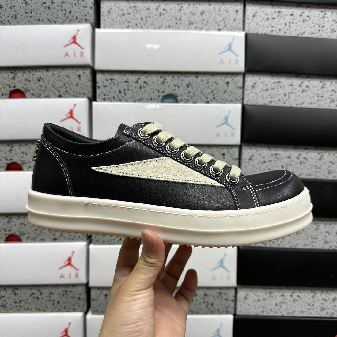 Rick Owens Vintage Low Black White Leather