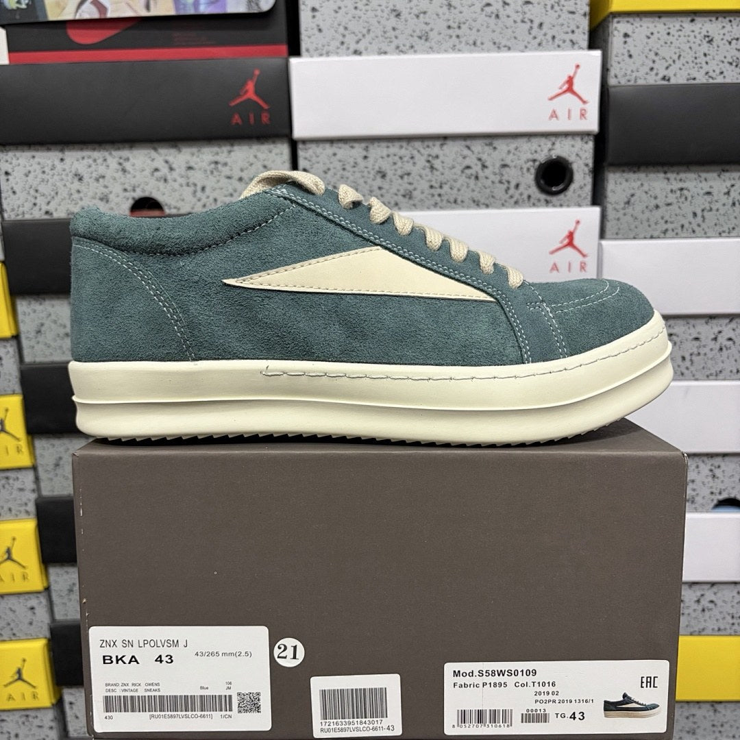 Rick Owens Vintage Low Teal Suede